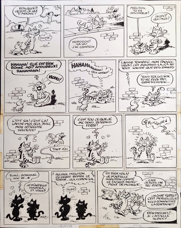 En vente - Raymond Macherot, Raoul Cauvin, Mirliton : Mirliton s'enflamme, page 2 - Planche originale