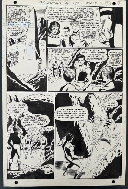 En vente - Win Mortimer, Jack Abel, ADVENTURE COMICS #380 original page 7 Legion Of Super Heroes DC Comics 1969 - Planche originale