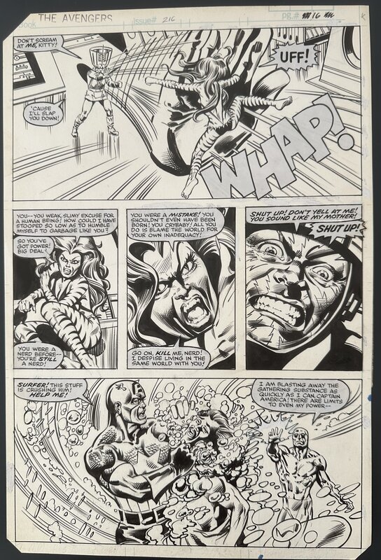 En vente - Alan Weiss, Dan Green, AVENGERS #216 original page 16 Marvel Comics 1981 CAPTAIN AMERICA TIGRA MOLLECULE MAN - Planche originale