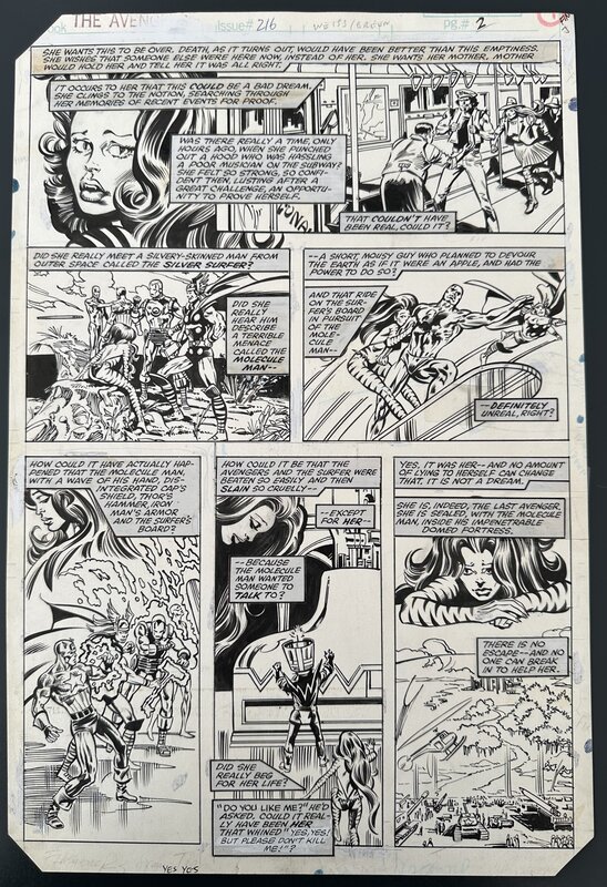 En vente - Alan Weiss, Dan Green, AVENGERS #216 Original page 2 Marvel Comics 1981 TIGRA MOLLECULE MAN THOR CAPTAIN AMERICA IRON MAN - Planche originale