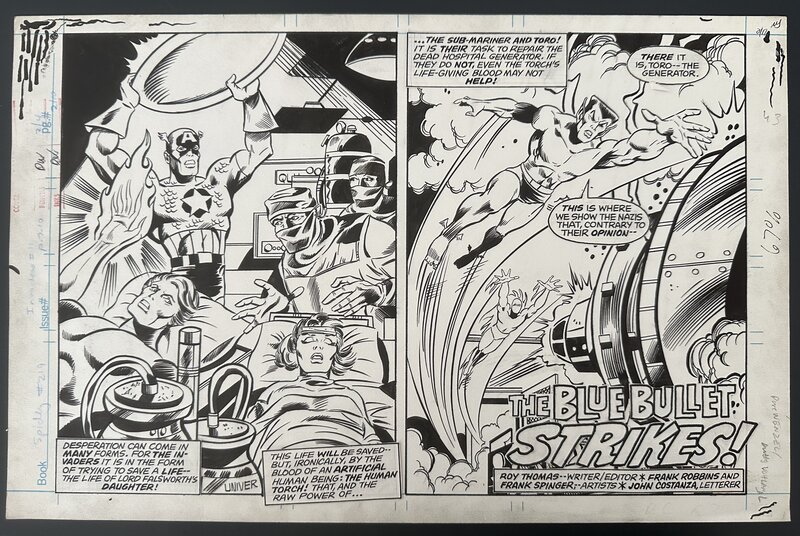 En vente - David Wenzel, Mike Esposito, NAMOR CAPTAIN AMERICA. INVADERS #11 (SUPER SPIDER-MAN AND THE TITANS #219)  Original Splash Page Marvel Comics 1977 - Planche originale