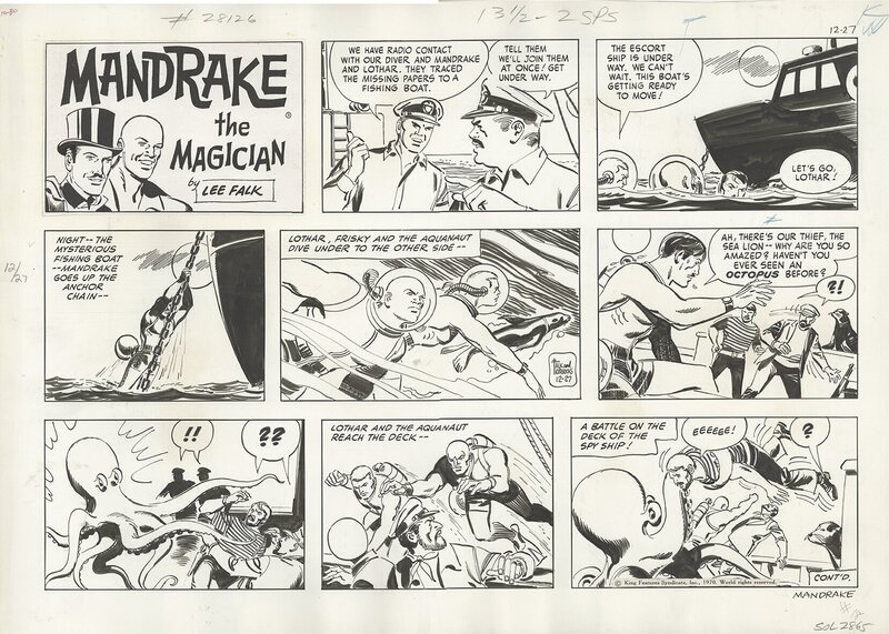 Fred Fredericks, Lee Falk, Mandrake the Magician - Sunday Strip du 27 décembre 1970 - Planche originale