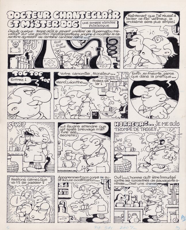 Jean-Claude Poirier - Supermatou - Docteur Chanteclair et Mister Dog - histoire complète - Planche originale