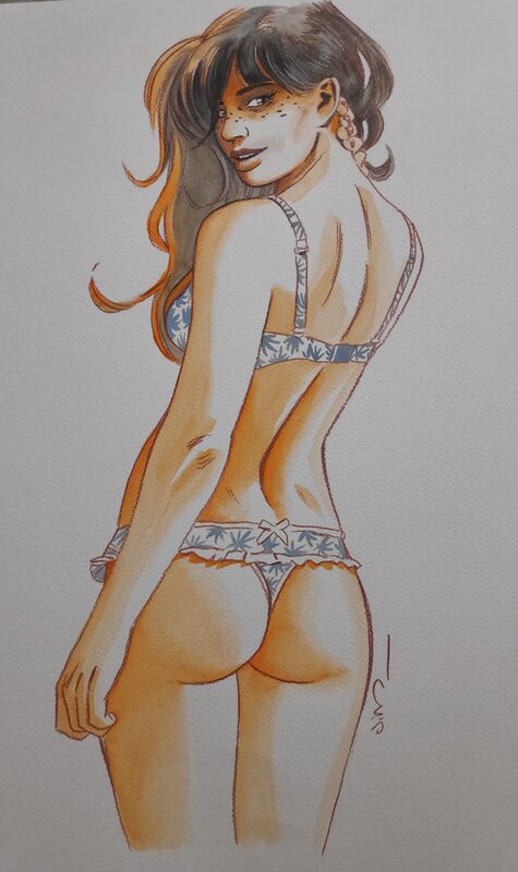 Jim, Marie de dos_Nuit à rome - Original Illustration