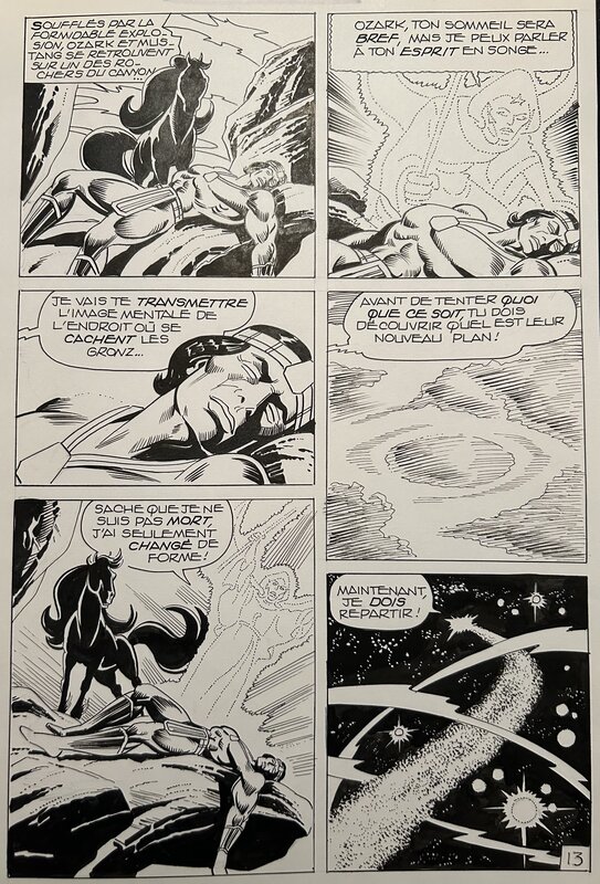 For sale - Franco Oneta, Jean-Yves Mitton, Franck Honest, Jacques Lennoz, Jack Lenoz, Oneta, Mustang#9, La guerre des Gronz, épisode inédit, planche n°13, Mustang#62, 1981. - Comic Strip