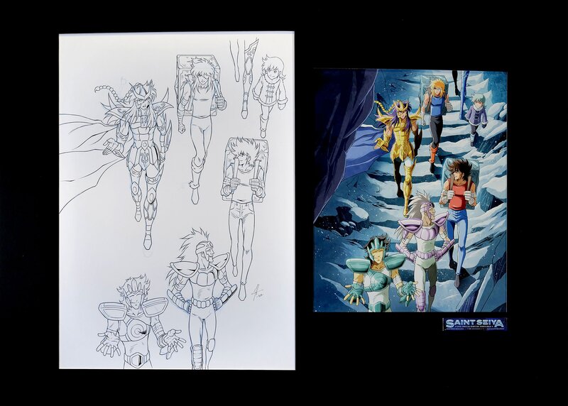 En vente - Jérôme Alquié, Chevaliers Zodiaque - Bronzes - Planche originale