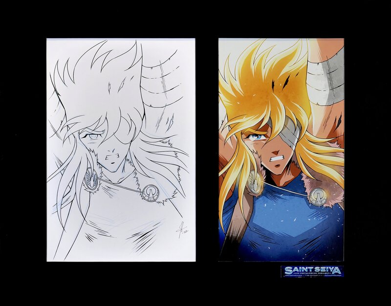 En vente - Jérôme Alquié, Chevaliers Zodiaque - Hyoga - Planche originale