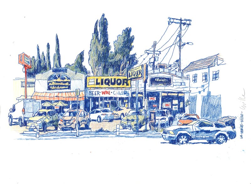 Cyrille Pomès - Illustration carnet de voyage LA - Original Illustration