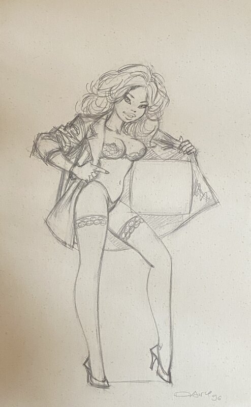 Dany, dessin original, jolie pin-up. - Illustration originale