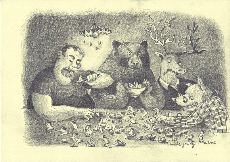 En vente - (2006) Camille Jourdy - Festin - Illustration originale - Illustration originale