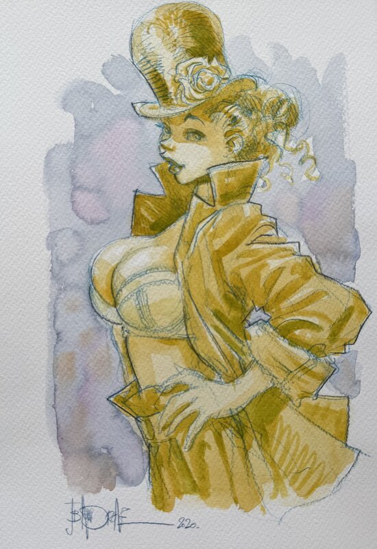 En vente - Jean-Baptiste Andréae, Manie Ganza circus girl - publié pour marque page - Illustration originale