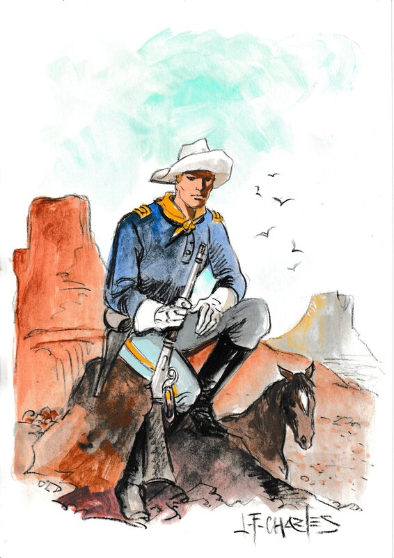 Jean-François Charles, Au coeur du desert (in het hart van de woestijn) - Illustration originale