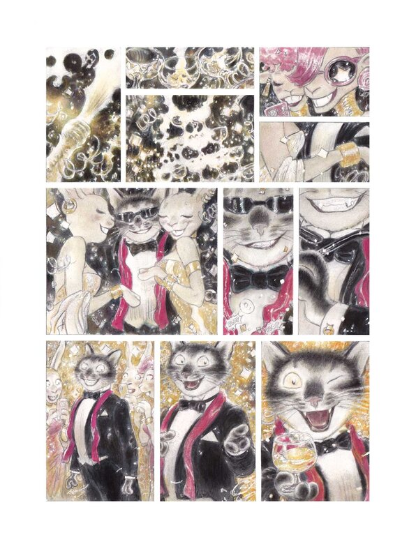 En vente - Andréi Arinouchkine, Le chat-peintre. Planche 21 - Planche originale