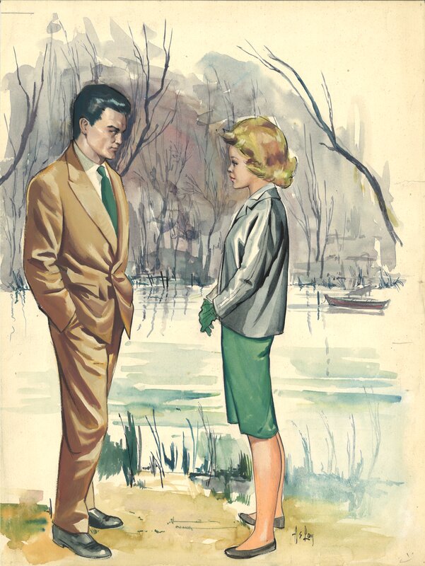 En vente - Aslan - Couple par Aslan, Alain Gourdon - Illustration originale