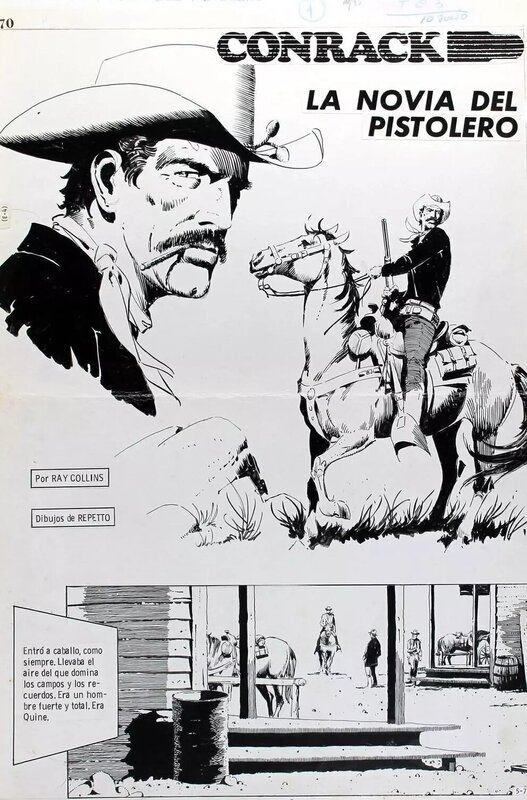 Miguel Angel Repetto, Page titre de La Novia del pistolero - Planche originale