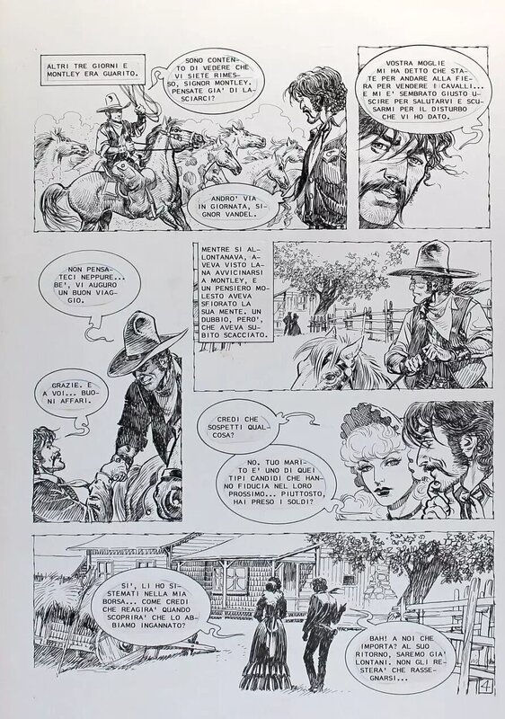 Emiliano Simeoni, Albero degli impiccati (l'arbre aux pendus) planche 4 - parution dans Lanciostory n°50 de 1984 - Planche originale