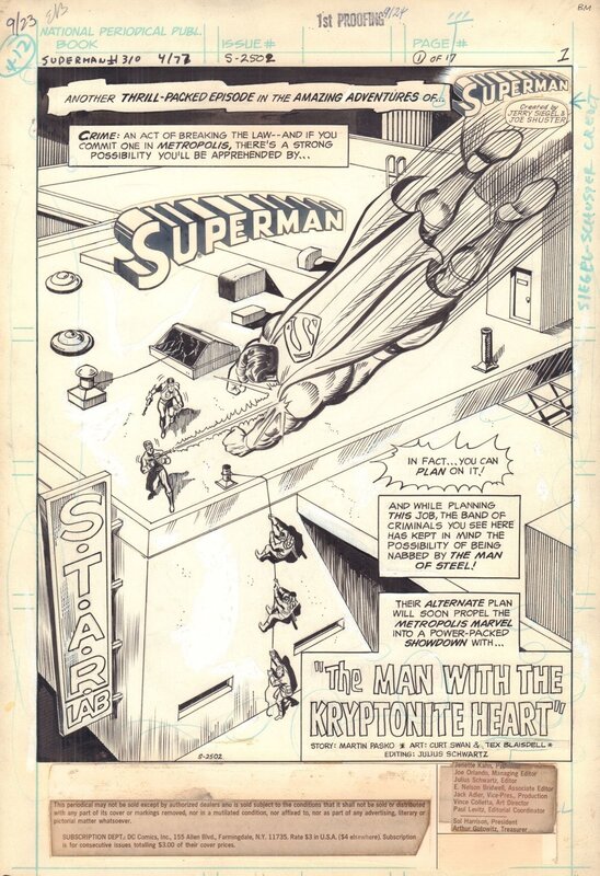 Superman #310 par Curt Swan, Tex Blaisdell - Planche originale