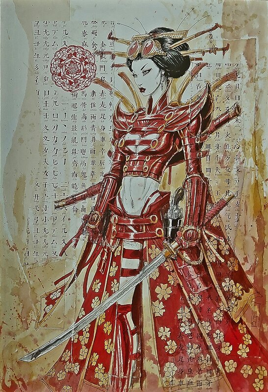 Olivier Ledroit, Divas / Guerrière Steampunk - Illustration originale