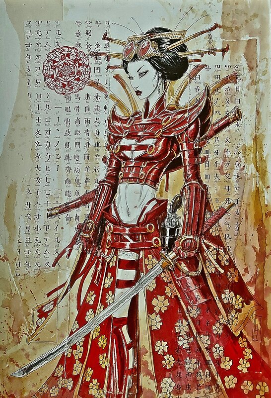 Olivier Ledroit, Divas / Guerrière Steampunk - Illustration originale