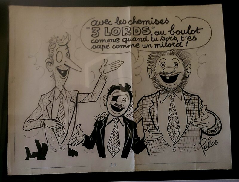 René Pellos, Les Pieds Nickelés en chemises 3 Lords - Original Illustration