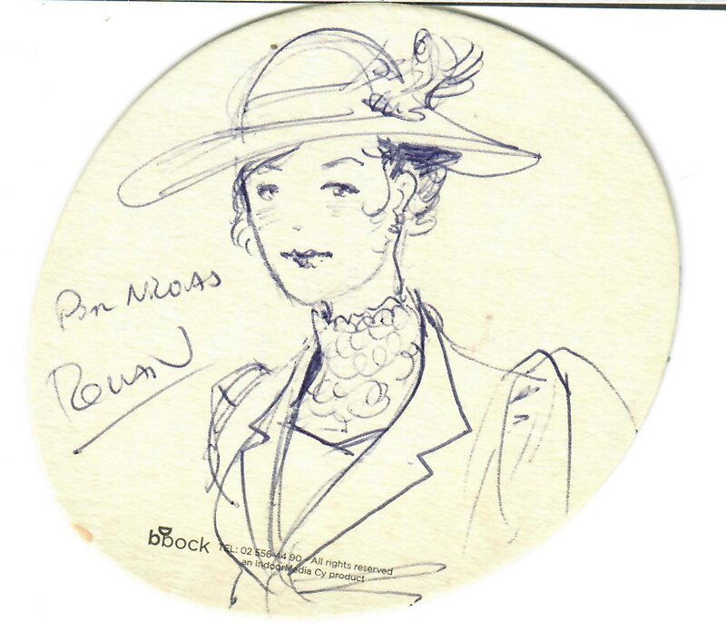 Romain Hugault, Dédicace libre sur un sous-bock - Dédicace