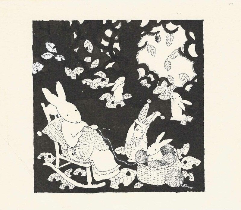 En vente - Mariko Monno, Le terrier | Peter Rabbit | Illustration - Planche originale