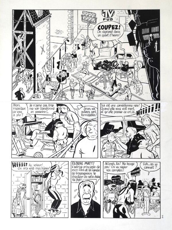 (2006) Schwartz - Inspecteur Bayard - T15. L'inspecteur crève l'écran - Planche originale 2 - Planche originale
