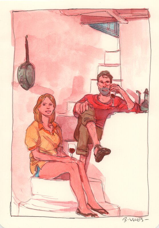 En vente - Bastien Vivès, Bastien Vives - Lune de miel - 19 - Illustration originale