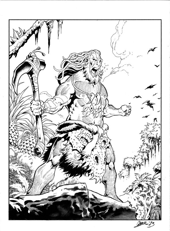 For sale - Un Monde Oublié by Gabor, Eric Corbeyran, Edgar Rice Burroughs - Original Illustration