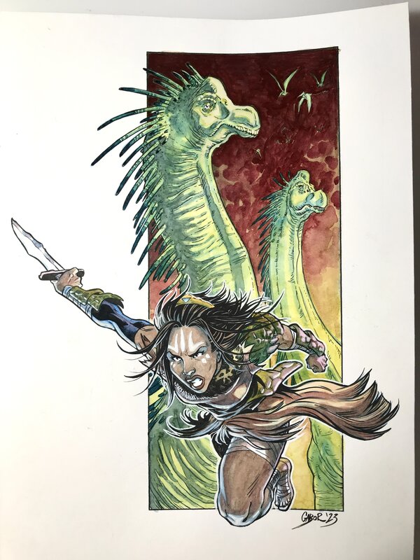 En vente - Gabor, Eric Corbeyran, Edgar Rice Burroughs, Un Monde Oublié-Illustration - Illustration originale