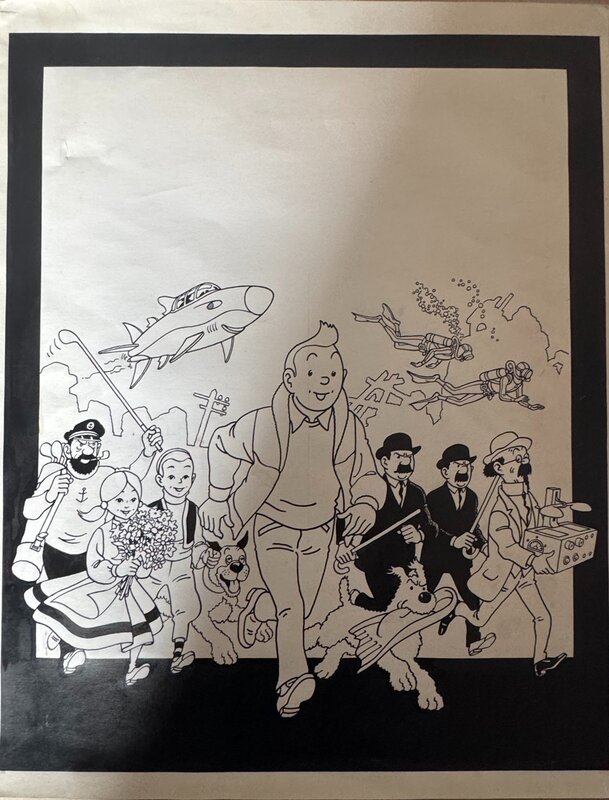 Studios Hergé, Tintin ET LE LAC AUX REQUINS ORIGINAL STUDIO ET HERGE - Original Cover
