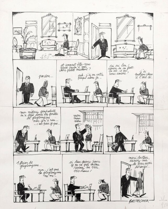 Claire Bretécher, Docteur Ventouse, Bobologue - Planche originale