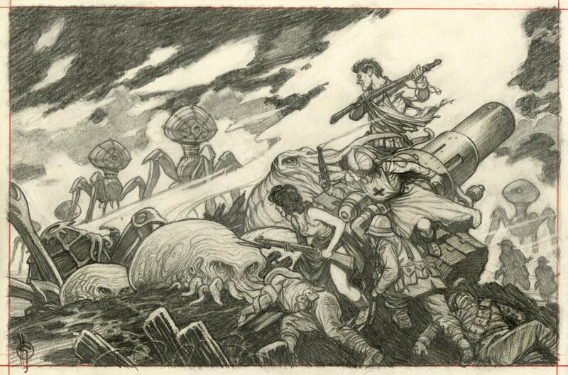 Mark Schultz, War of the Worlds: The last Defense before London Full Pencils - Original Illustration