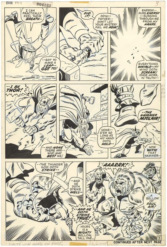 En vente - John Buscema, Sal Buscema, Thor #194 p3 (Transformation) - Planche originale