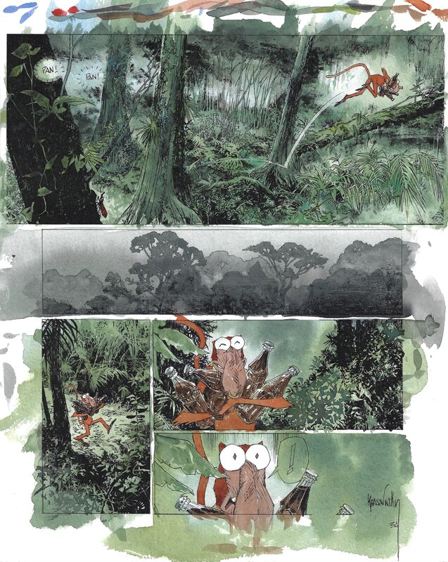 For sale - Jean-Paul Krassinsky, Le Singe qui Aimait les Fleurs - Planche 34 - Comic Strip