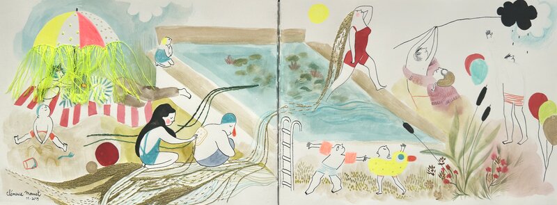 La piscine par Clémence Monnet, Caroline Rocagel - Illustration originale