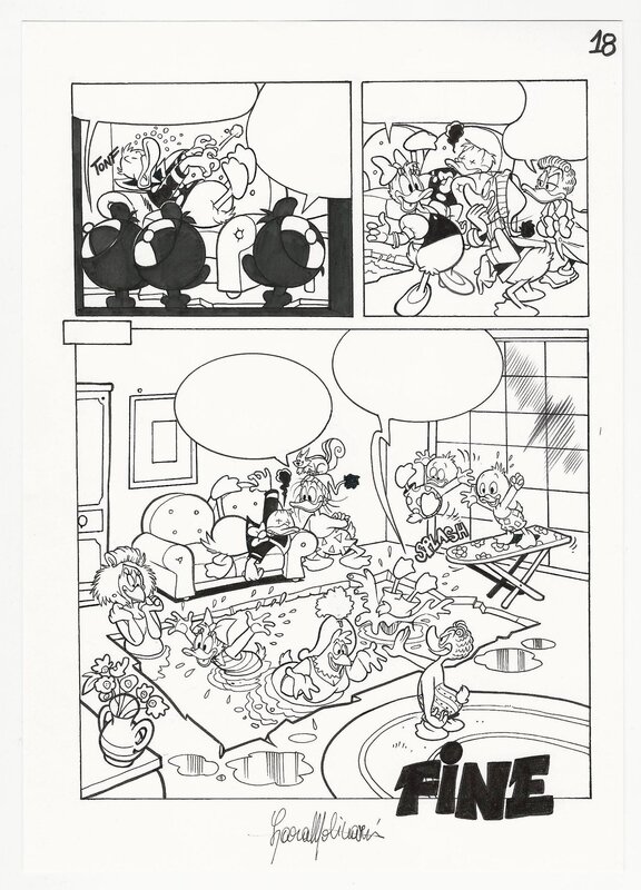 Lara Molinari, Paperino mese #485, inked page and preliminary. - Original Illustration