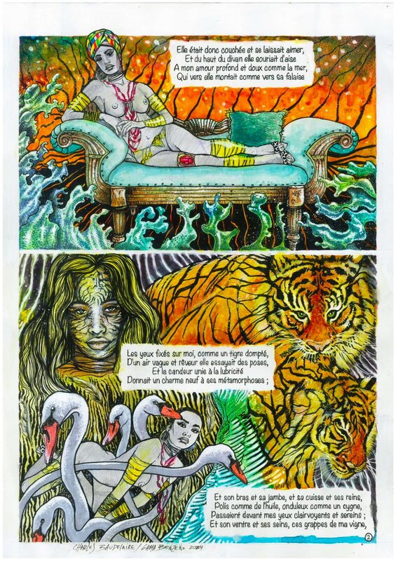 GAMA BENZENO, Planche 2 sur 3 - LES BIJOUX - poème de Charles Baudelaire, tiré du recueil 