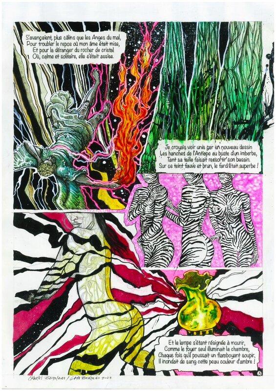 GAMA BENZENO, Planche 3 sur 3 - LES BIJOUX - poème de Charles Baudelaire, tiré du recueil 