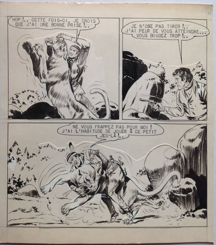 En vente - Fergal, Gallieno FERRI, Atelier Chott, Fergal (Gallieno Ferri - Atelier Chott) Kid Colorado Planche Originale 16 Cow Boy Puma ,petit format RANCHO SPECIAL 13 Bd 1958 - Planche originale