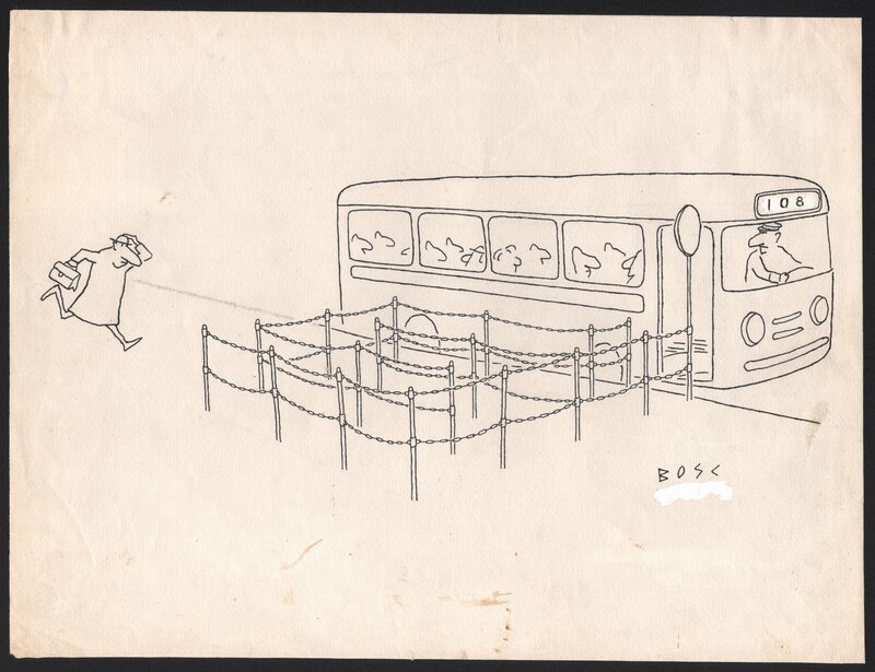 Bus stop by Jean Bosc - Original Illustration