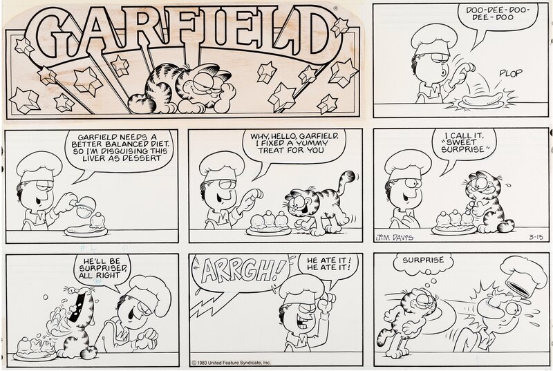 Jim Davis, Garfield Sunday strip, 1983 - Comic Strip