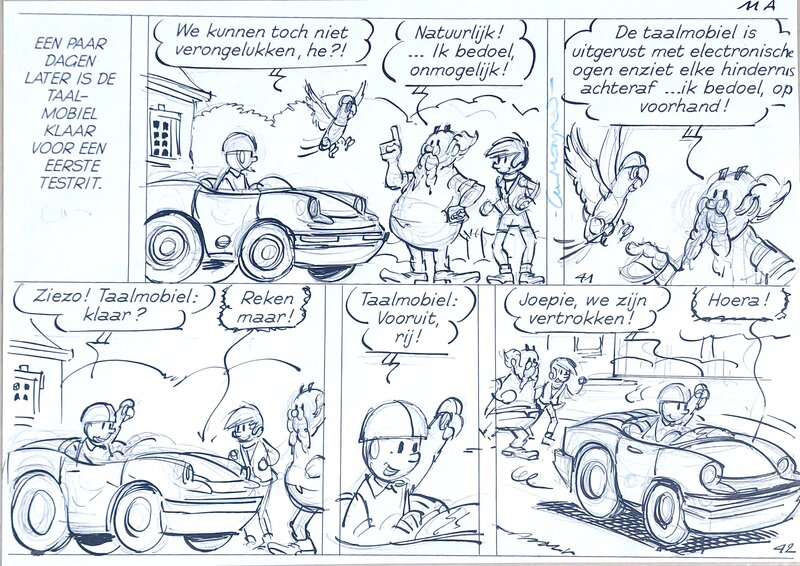 Luc Morjaeu, Jommeke kortverhaal: De taalmobiel - Planche originale