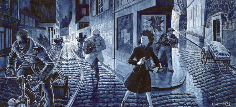 En vente - Dominique Bertail, Couverture de l'édition spéciale - Madeleine Résistante tome 2 - Couverture originale