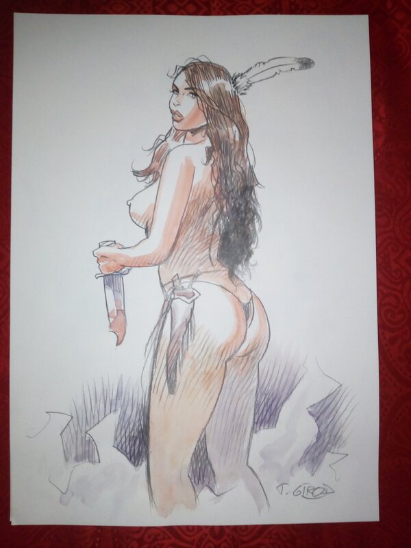 Western pin up by Thierry Girod - Original Illustration