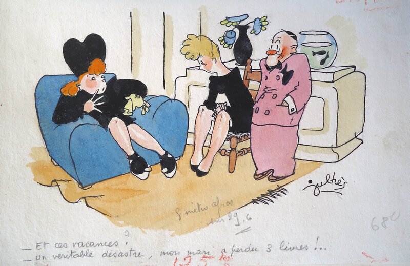 Les vacances par Maurice Julhès - Illustration originale