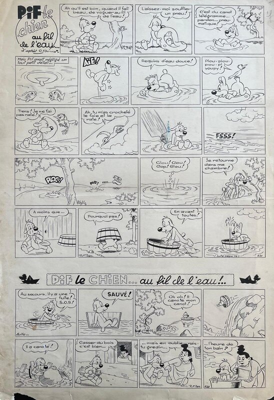 Roger Mas, Eté 2025 - Les années Vaillant / Pif - Pif le Chien au fil de l'eau - Vaillant 521 - Comic Strip