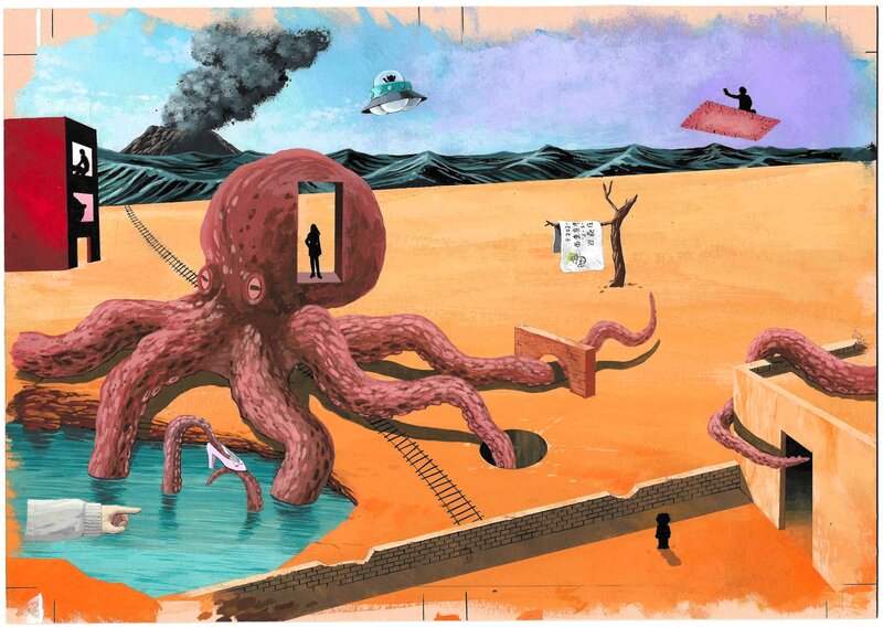 Masahiko Kikuni, Yamagami Tatsuhiko, Reibaki ! Cover painting - Original Illustration