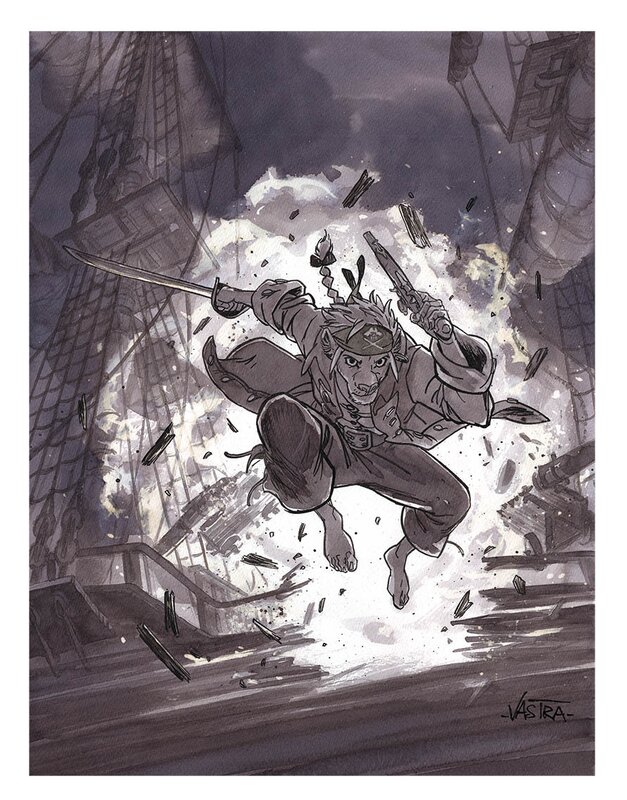 For sale - Jim Hawkins Escape by Sébastien Vastra - Original Illustration
