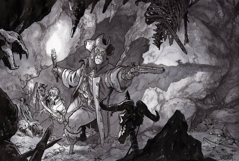 En vente - La grotte par Sébastien Vastra - Illustration originale
